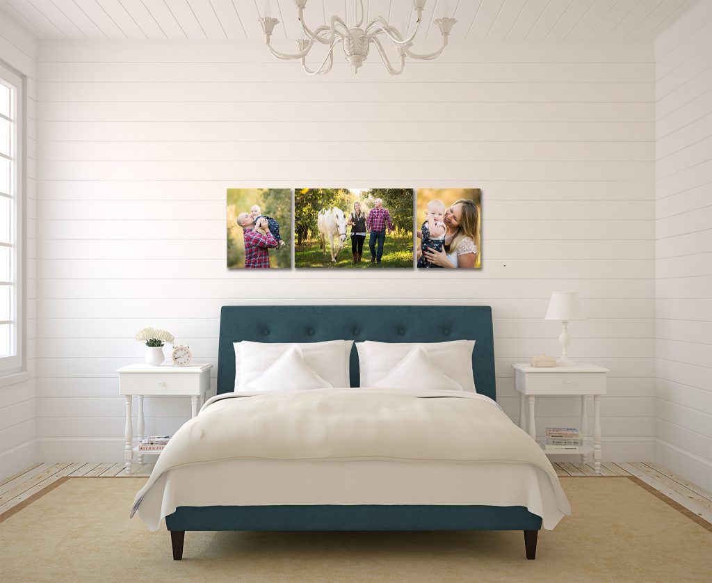 Portraits created by Cle Elum photography studio hanging wall in a bedroom