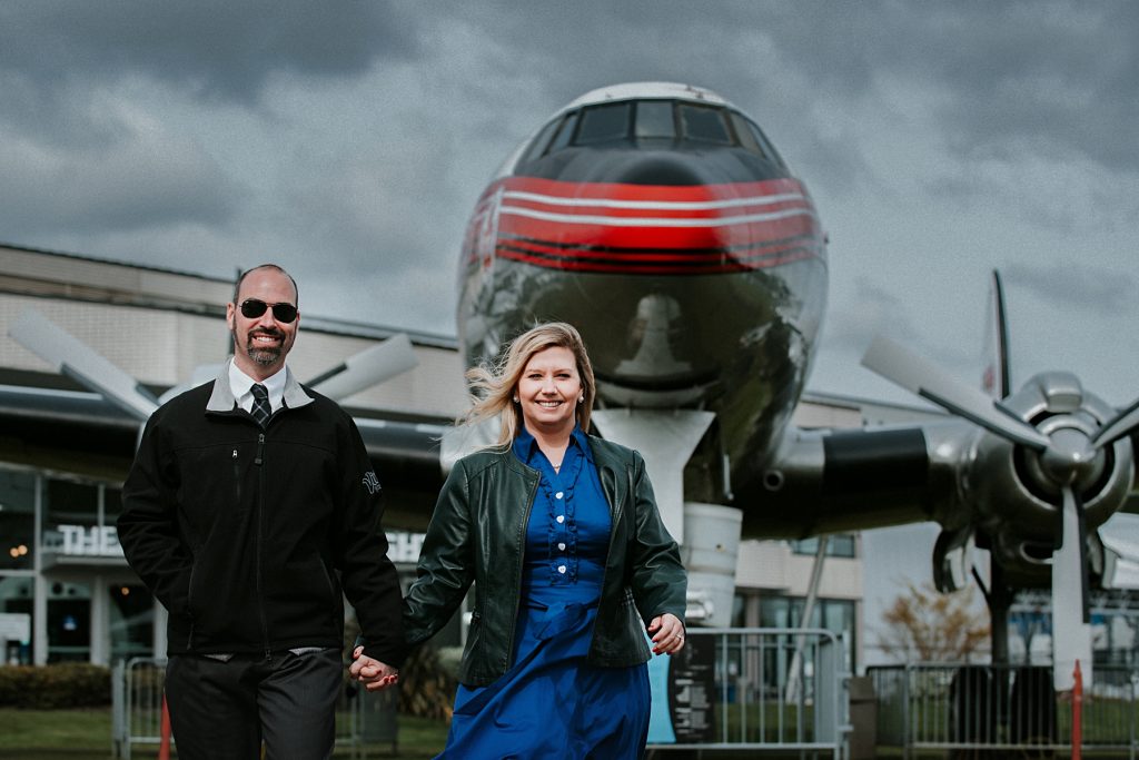 Engagement Photos at the Museum of Flight in Washing during Engagement Photos in Cle Elum