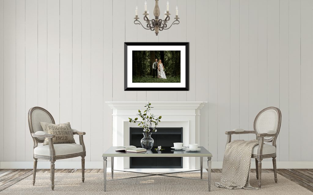 Engagement Photos in Cle Elum Photo of framed engagement photo hanging in a sitting area by 