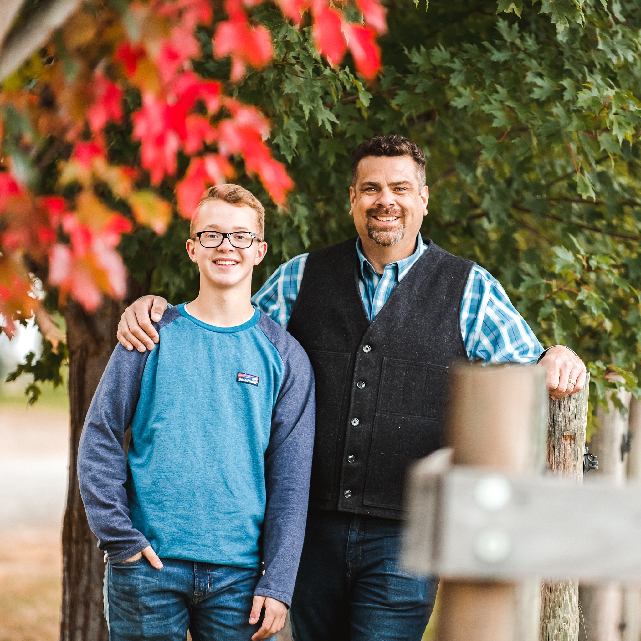 Father and Son during Fall Family Photographs in Ellensburg at Ritter Farms