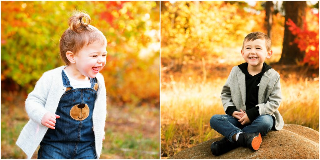 portraits of toddlers during Fall family photos in suncadia