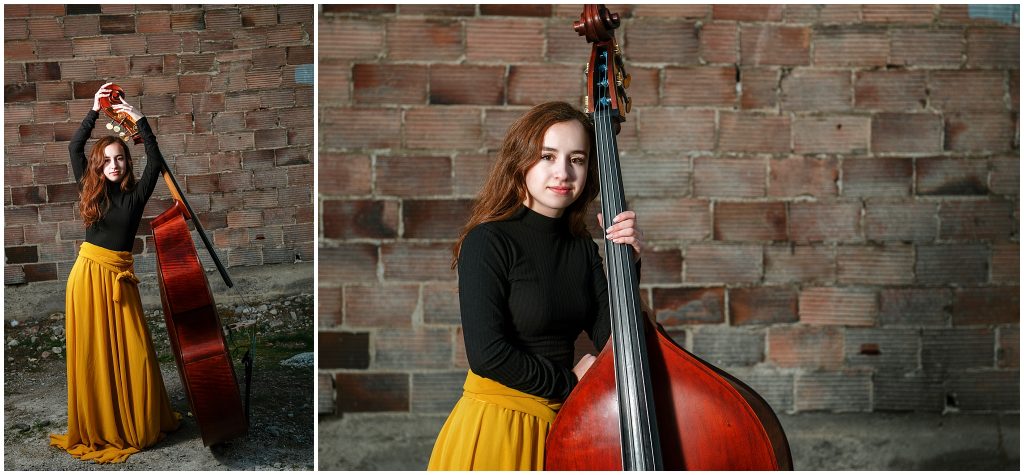 Senior Portraits of girl with musical instrument 