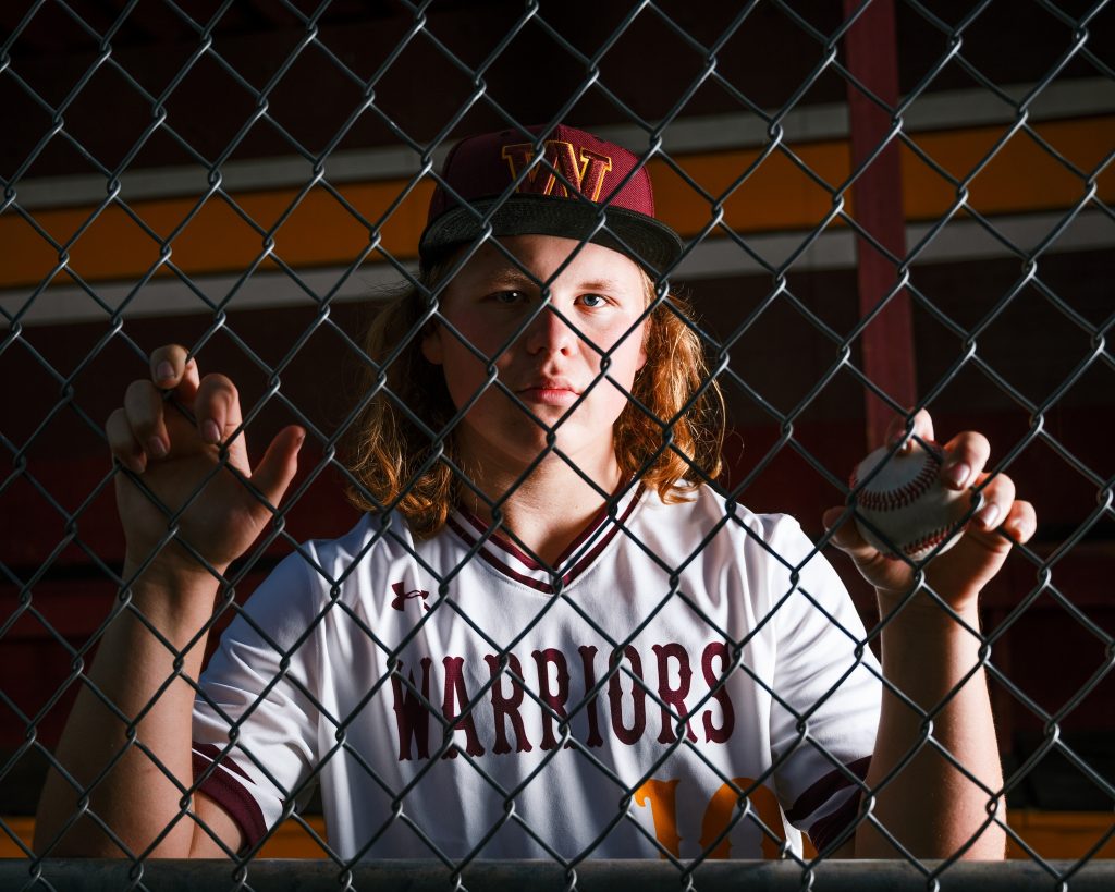 Cle Elum Senior Photographer portrait of high school baseball player in batting 