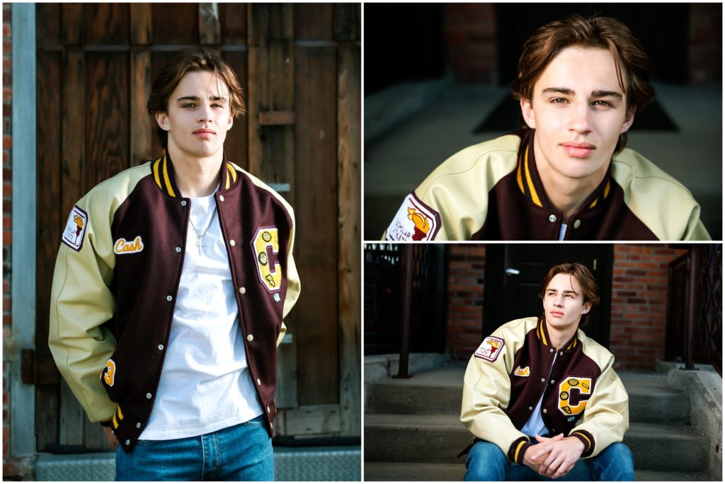 taking senior pictures with a letterman